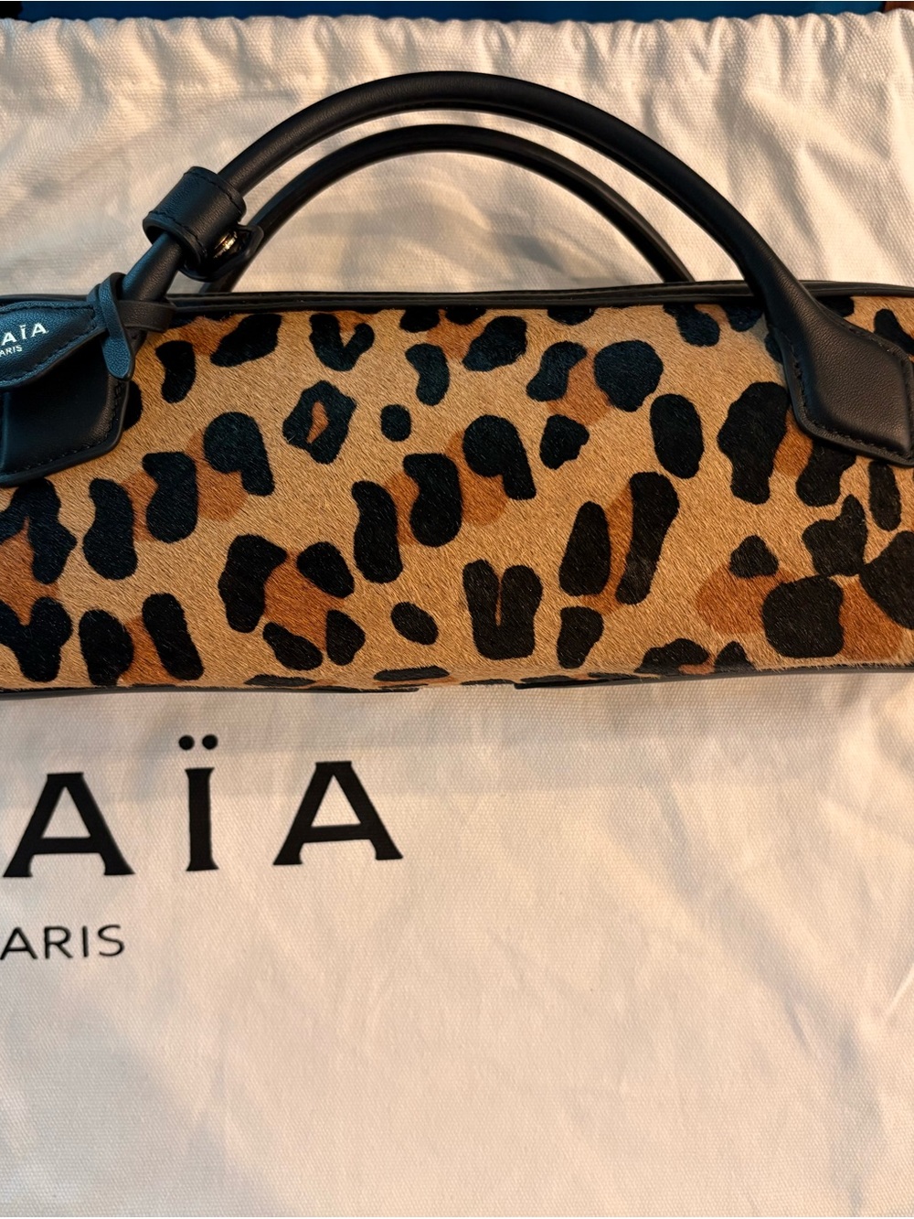 Le Teckel Leopard Print Pony Hair Alaia bag